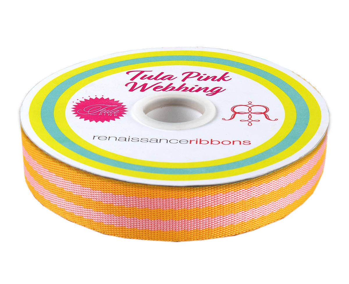 Pink/Orange - 1" Nylon Webbing - by Tula Pink - HALF YARD