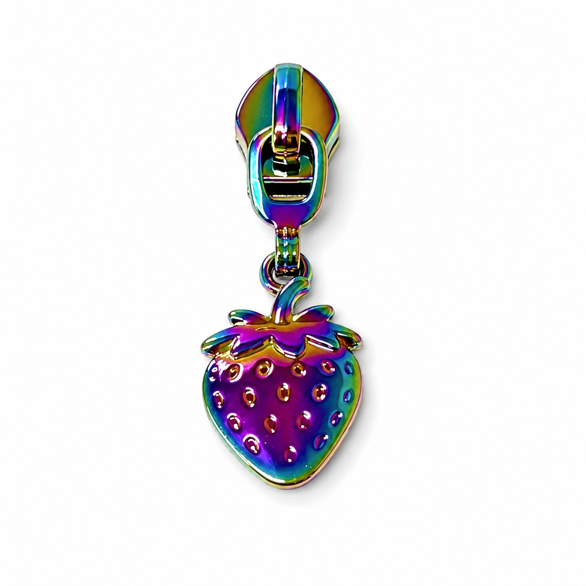 Strawberry zipper pulls: Silver / 5 pk