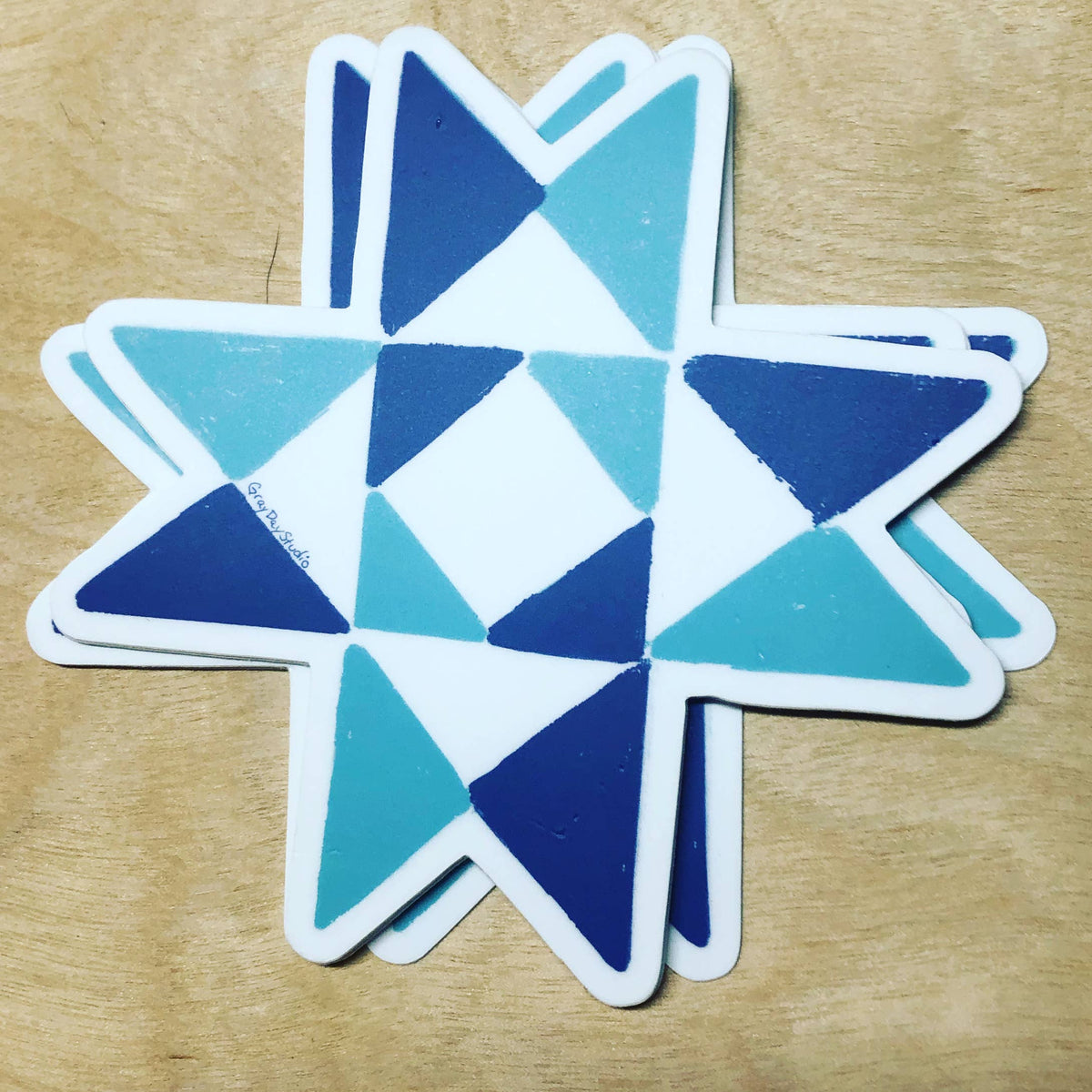 Indigo Quilt Sticker by Gray Day Studio