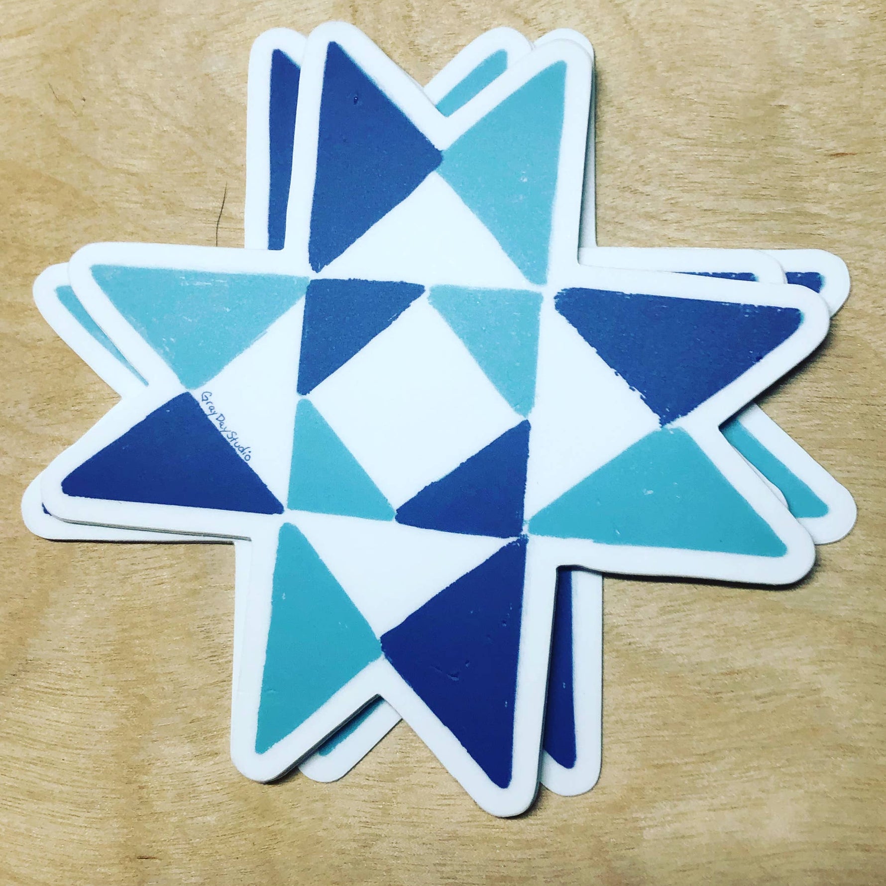 Indigo Quilt Sticker by Gray Day Studio