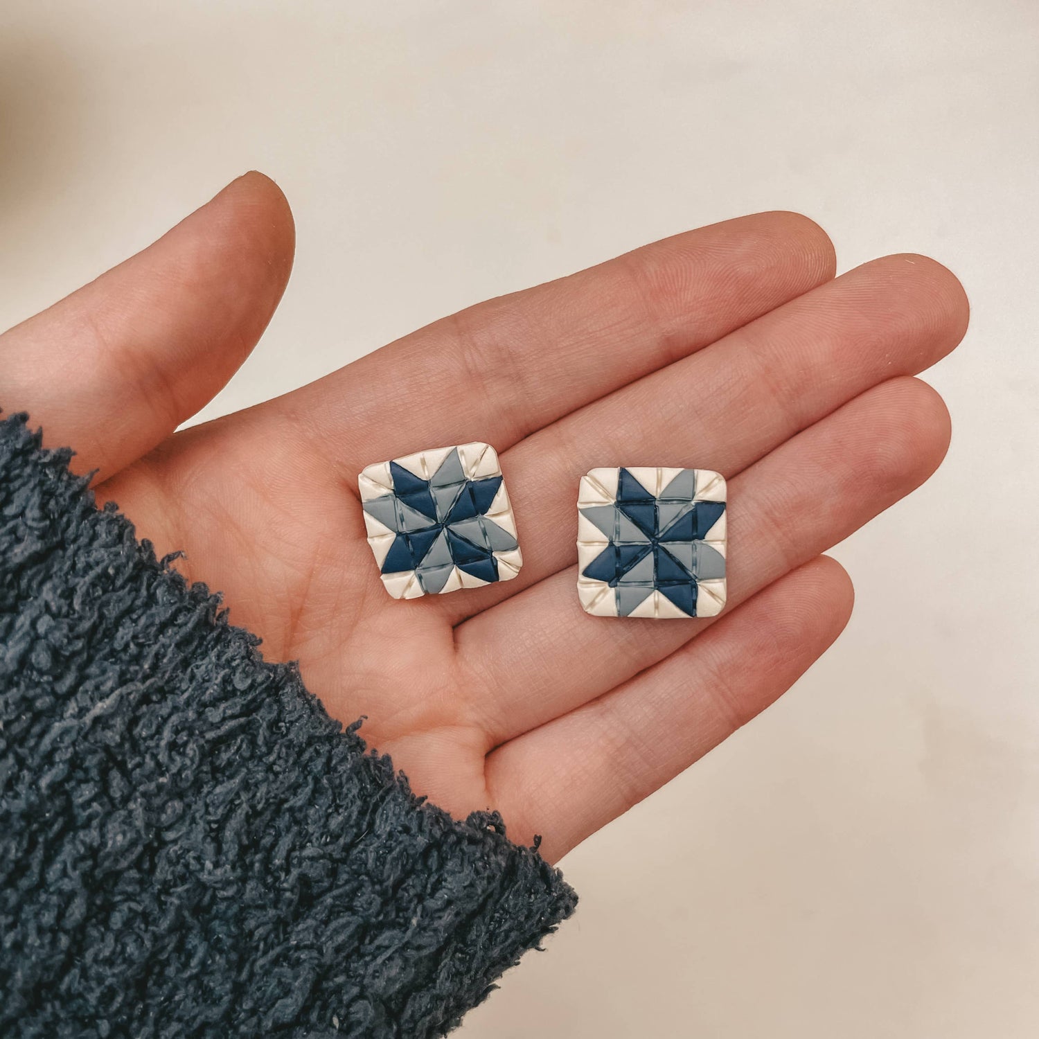 Quilt Block Stud Earrings: Classic