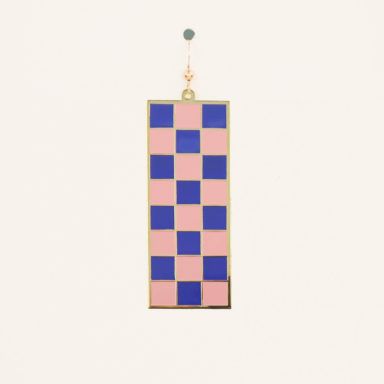 Tall Checker Earrings: Pink/Cobalt