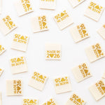 Made in 2026 Gold Woven Labels - Quilt and Clothing Tags