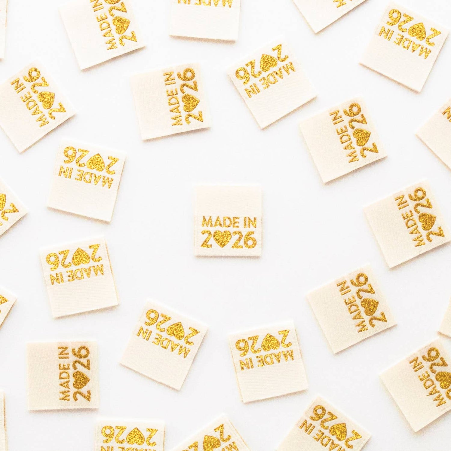 Made in 2026 Gold Woven Labels - Quilt and Clothing Tags
