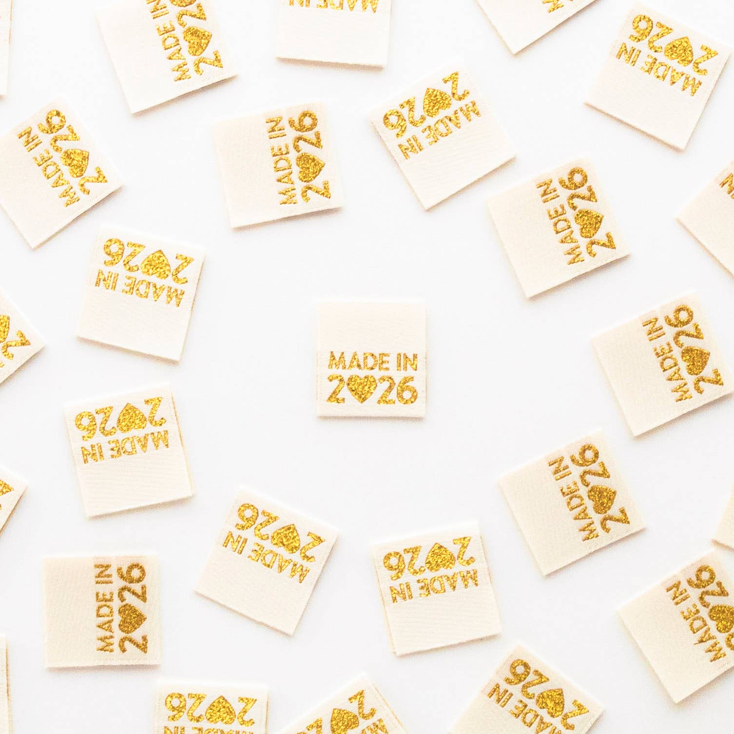 Made in 2026 Gold Woven Labels - Quilt and Clothing Tags
