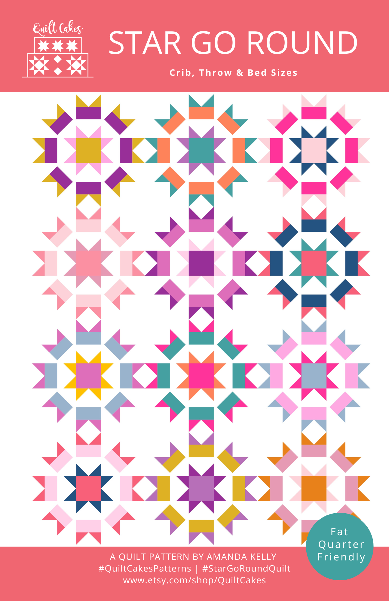 Star Go Round Quilt Pattern Printed