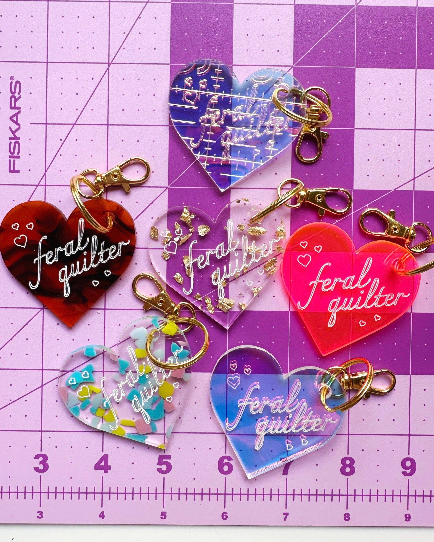 Feral quilter keychain: Iridescent