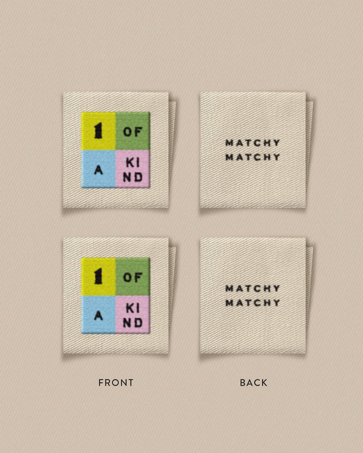One of a Kind Rainbow Square Garment Labels: Set of 8
