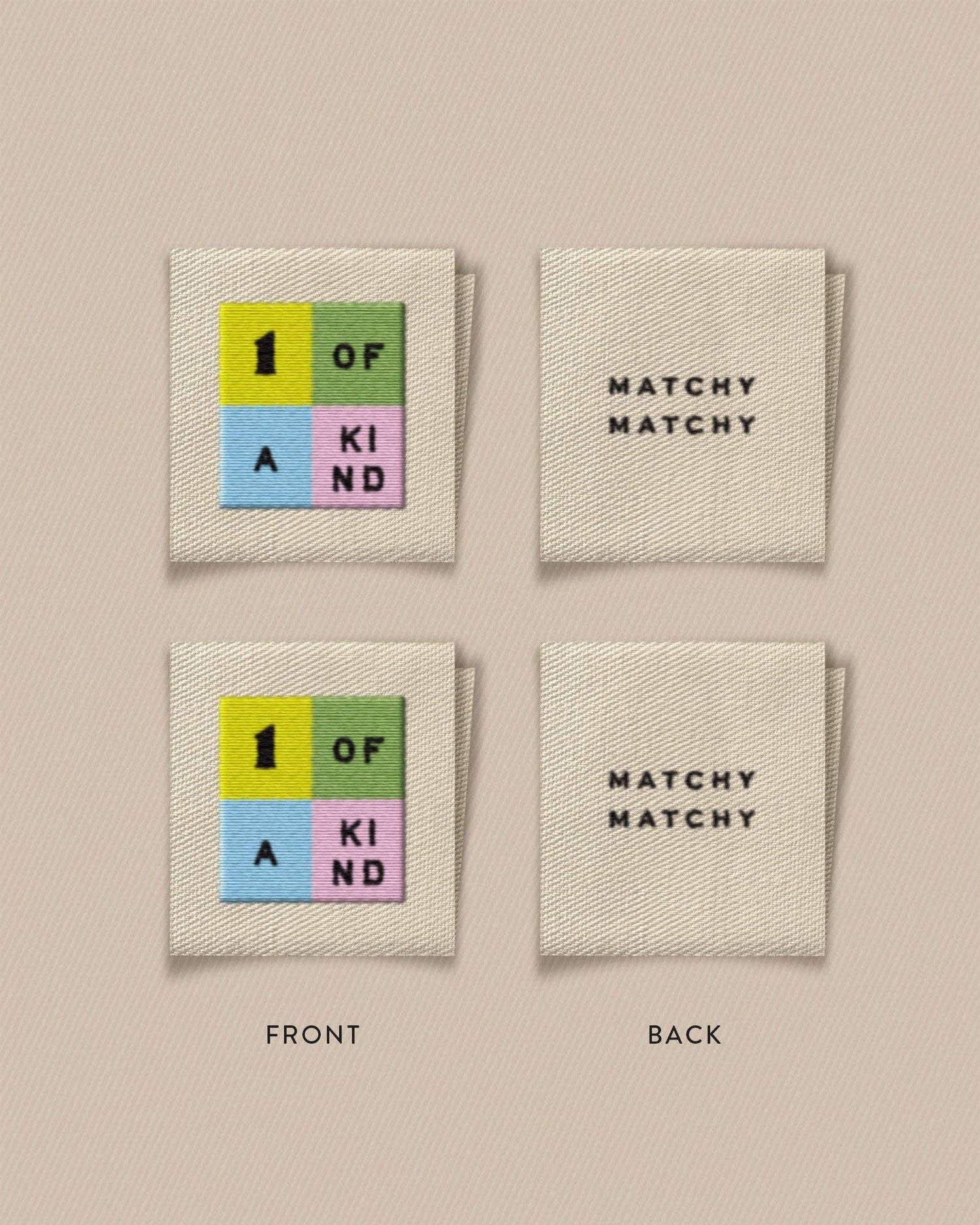 One of a Kind Rainbow Square Garment Labels: Set of 8