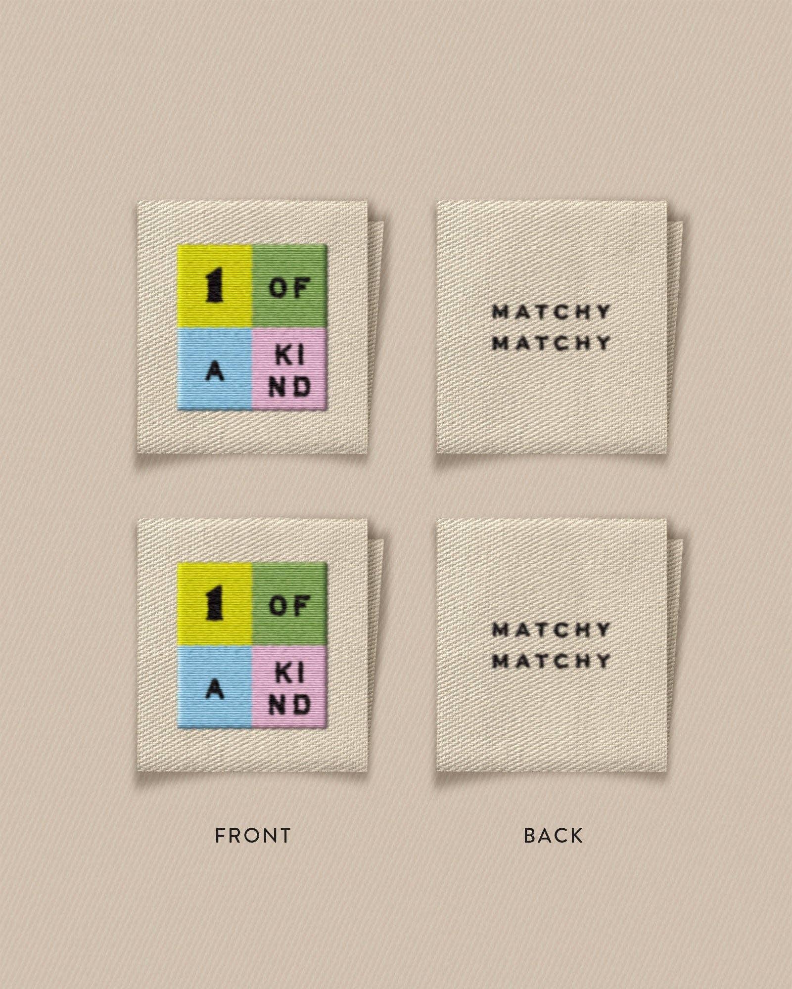 One of a Kind Rainbow Square Garment Labels: Set of 8