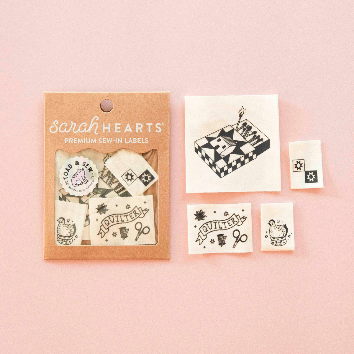 Toad and Sew Quilty Tattoo Woven Labels Multipack