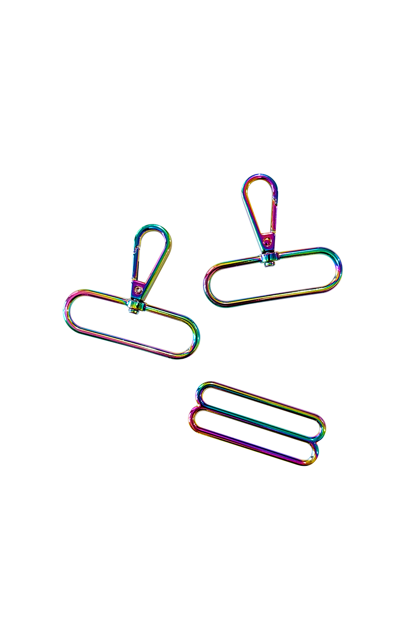 2" Wide Strap Hardware Kit: Iridescent Rainbow