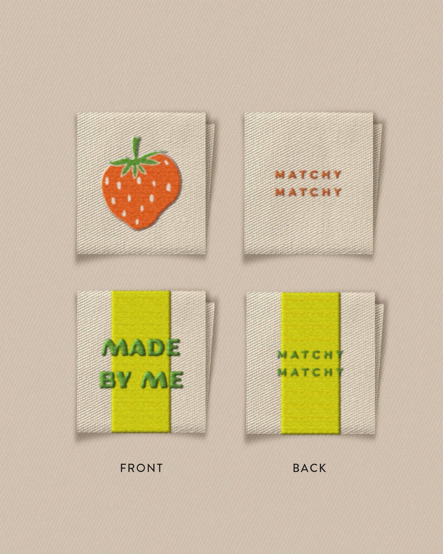 Made By Me Strawberry Square Garment Labels: Set of8