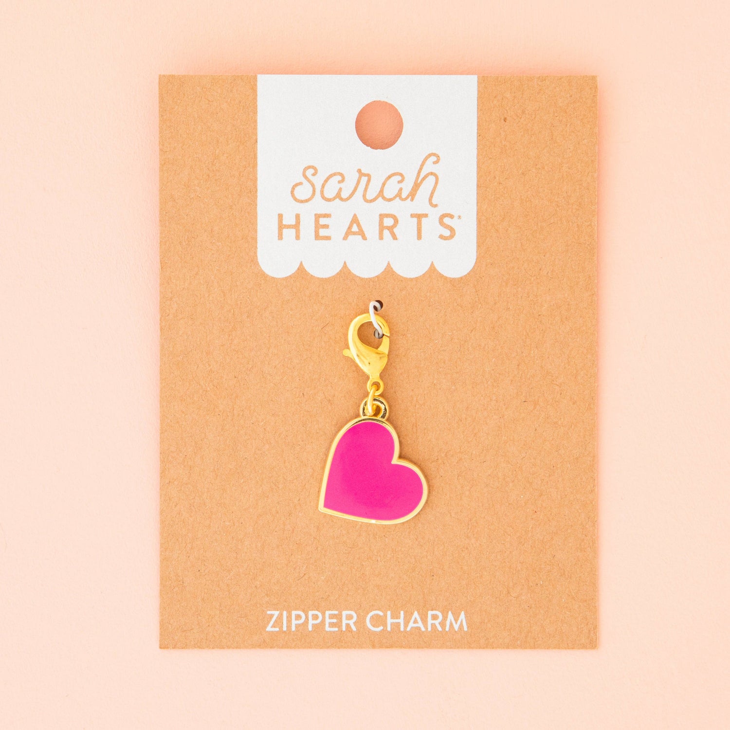 Pink Heart Zipper Charm