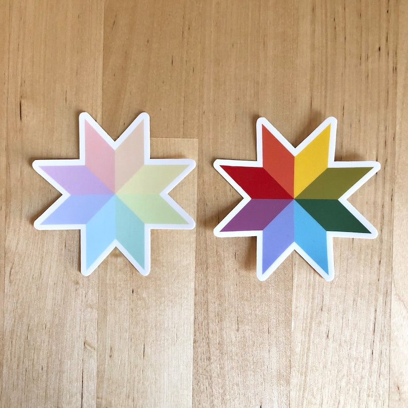 Rainbow Quilt Star Vinyl Sticker Both Colors