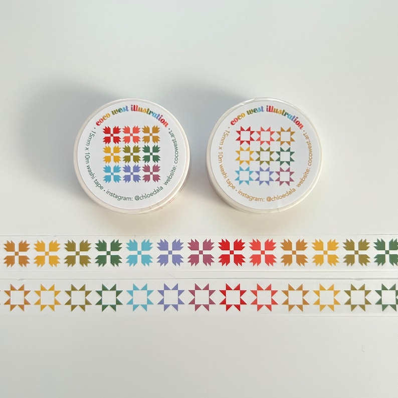 Rainbow Quilt Block Washi Tape BOTH Colors