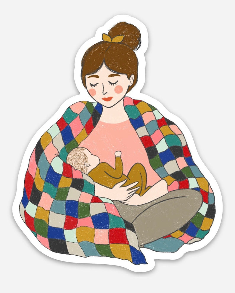 Patchwork Mother and Baby Quilt Sticker A