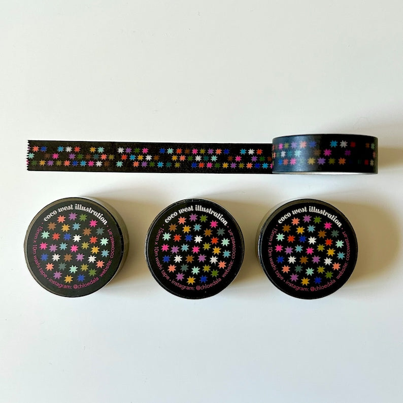 Tiny Sawtooth Stars Quilt Block Washi Tape Black