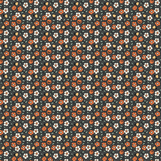 Sweet Tooth || Pumpkin Blossoms Black || Cotton Quilting Fabric