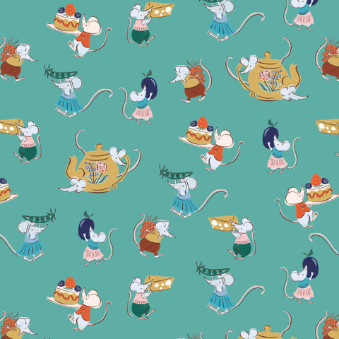 House Mouse || Afternoon Tea || Organic Cotton Quilting Fabric HALF YARD