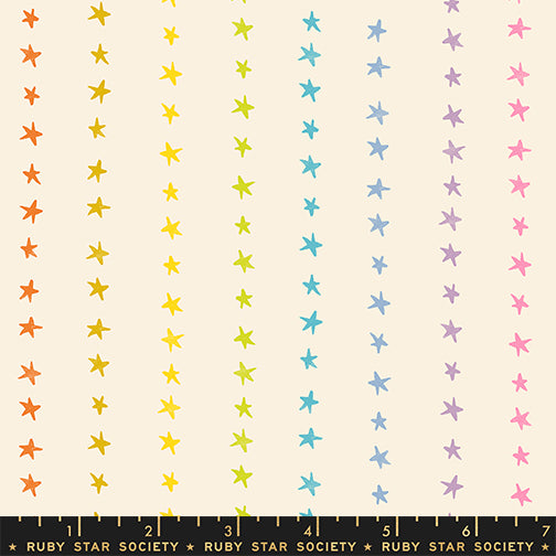PREORDER Daisy Days || Starry Stripe Multi Natural || Cotton Quilting Fabric (Copy)