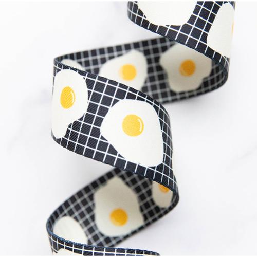 1.5" Fried Eggs Black Webbing || Half Yard