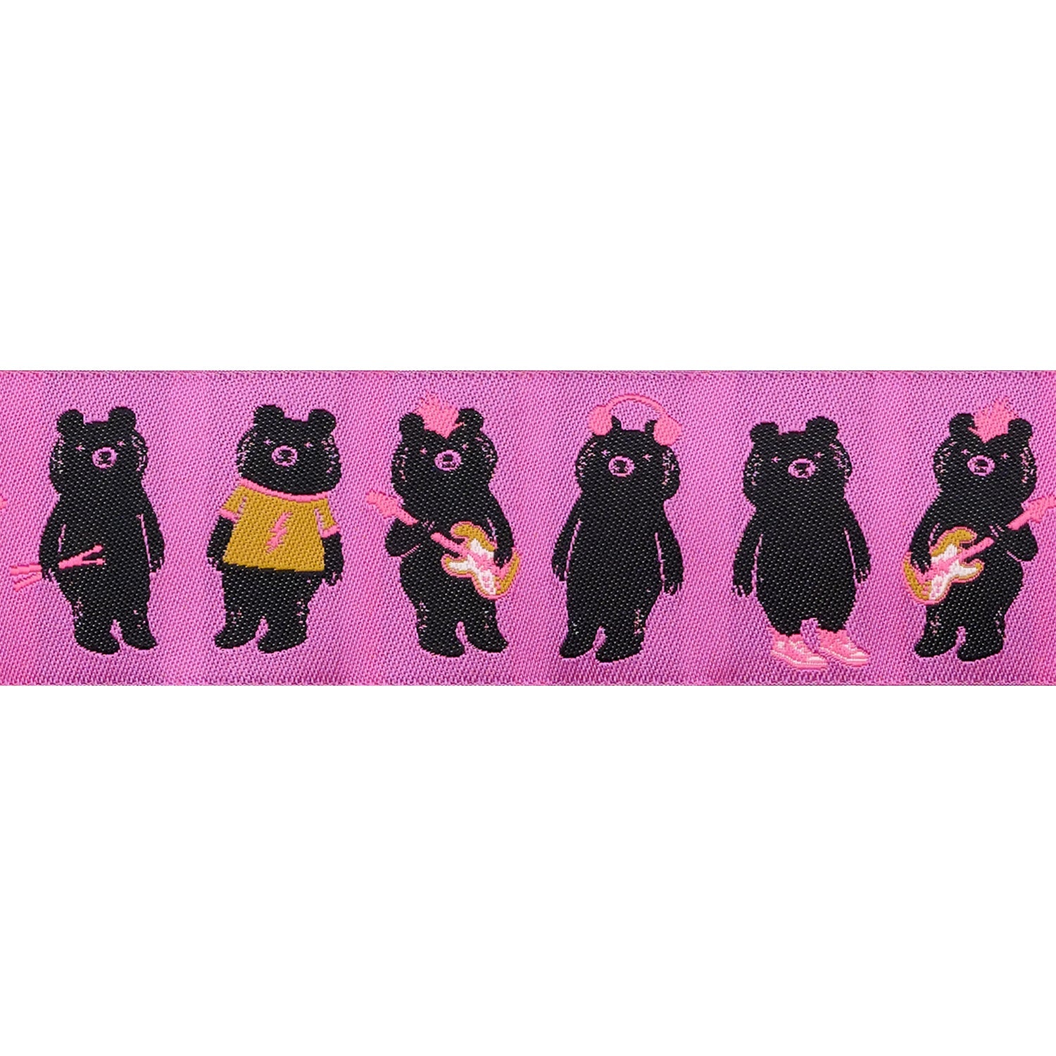 Designer Renaissance Ribbons: Teddy and the Bears - The Band in Raspberry 1.5" BTY