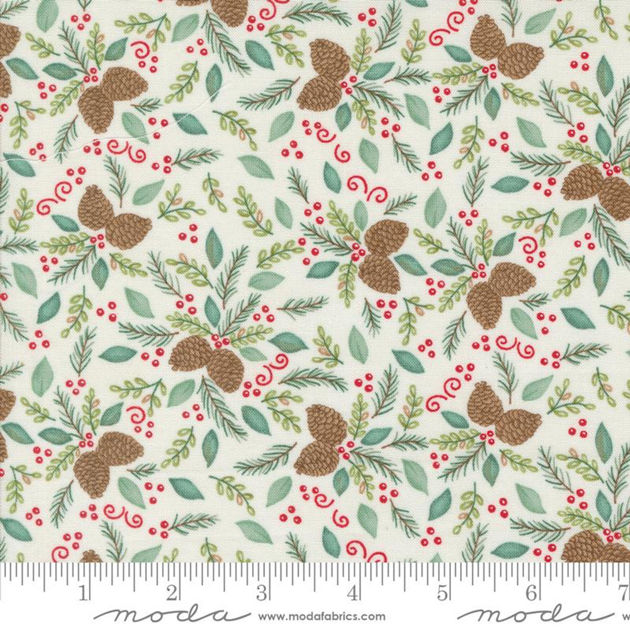 Woodland Winter || Pinecones White || Cotton Quilting Fabric || Half Yard