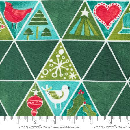Purrfect Christmas || Mosaic Geometrics Spruce || Cotton Quilting Fabric