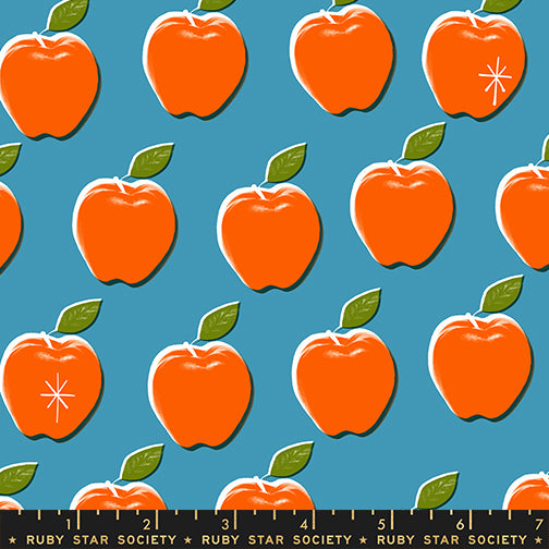 PREORDER Sparkle Shopper || Apples Vintage Blue || Cotton Quilting Fabric