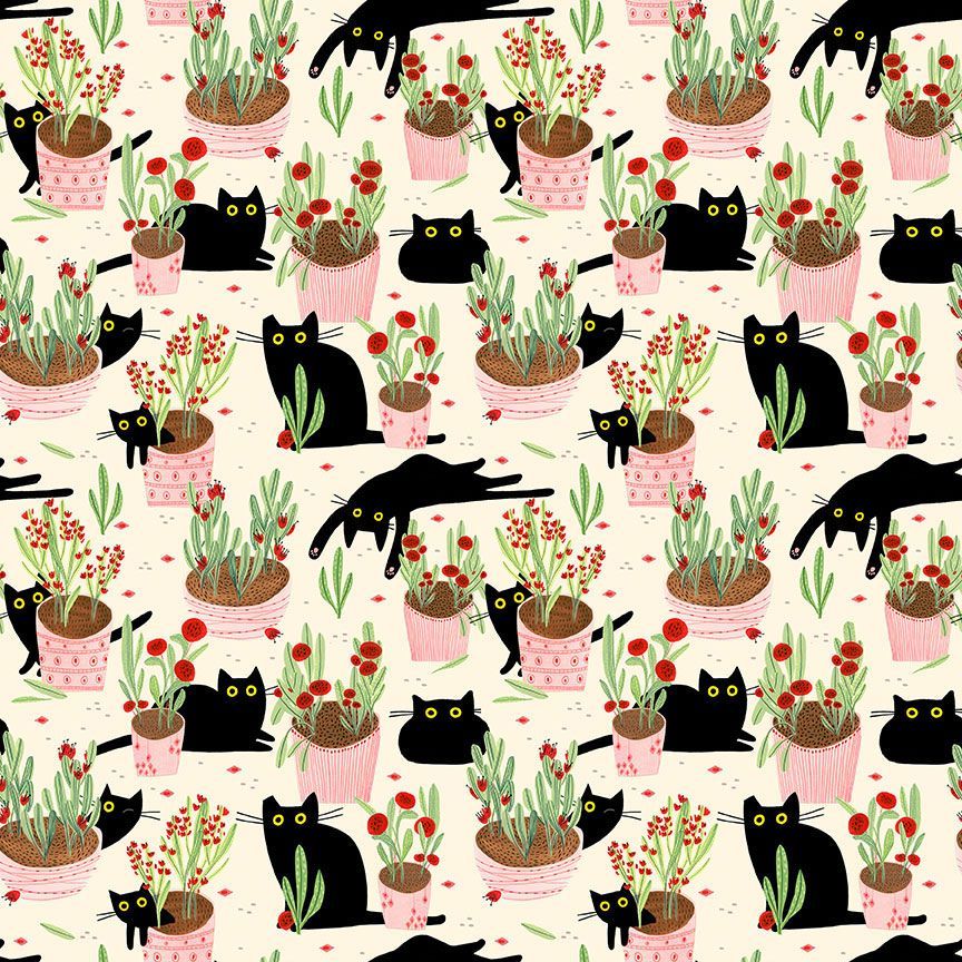 Sweet Purrenials || Amewsing || Cotton Quilting Fabric