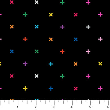 Dusk | X's Black Multi | Cotton Quilting Fabric