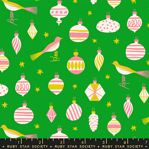 PREORDER MERRY HAPPY || Baubles Verdant || Cotton Quilting Fabric