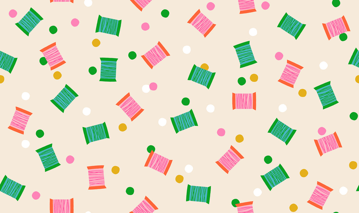 PREORDER 1-800-Notion || Spools Shell || Cotton Quilting Fabric