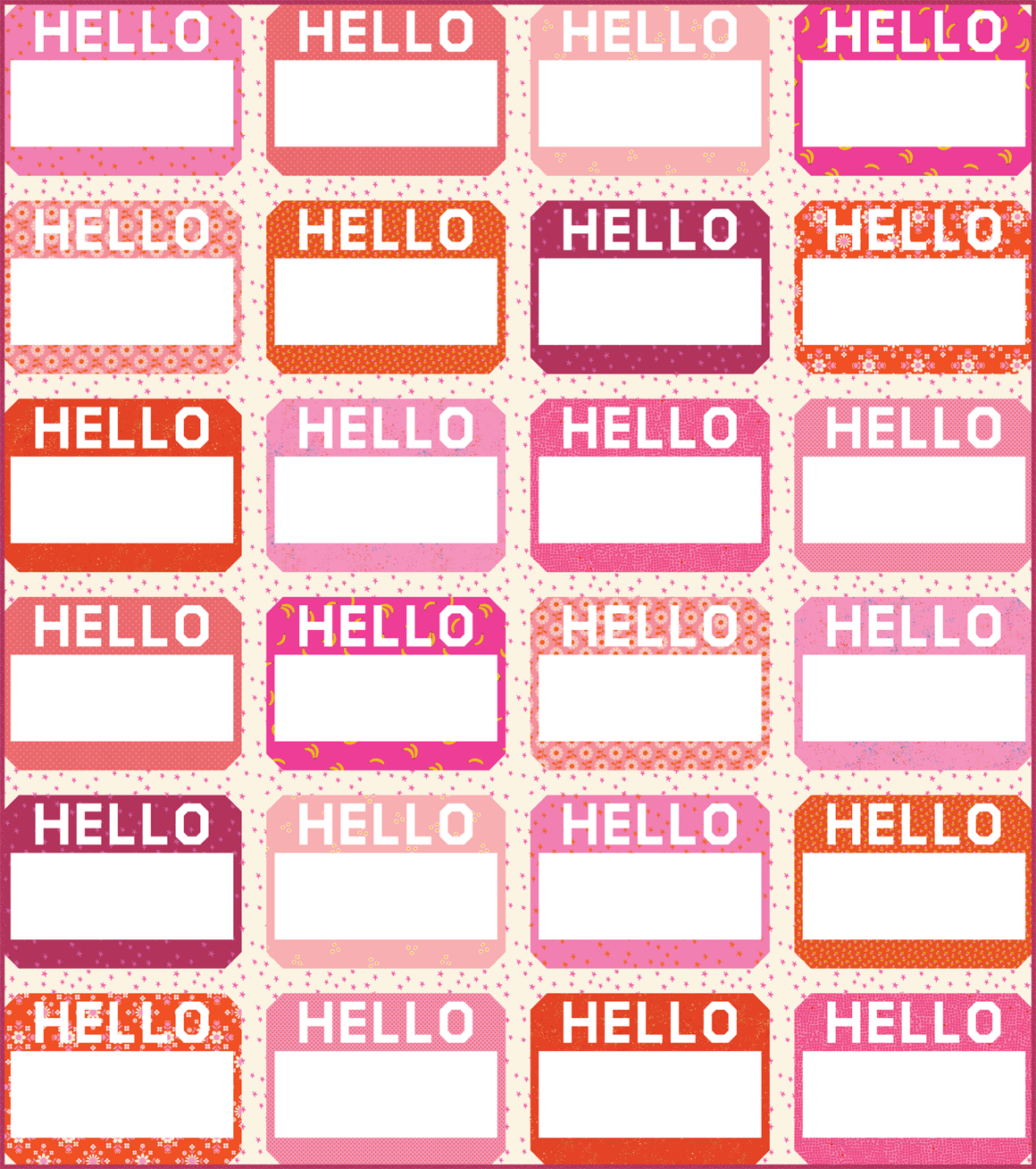 Hello Quilt Pattern Printed