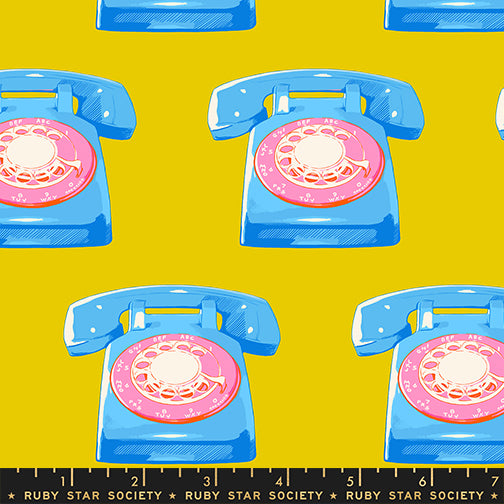 PREORDER Sparkle Mart || Telephones Golden Hour || Cotton Quilting Fabric