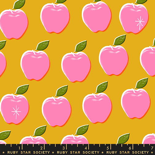 PREORDER Sparkle Shopper || Apples Goldenrod || Cotton Quilting Fabric