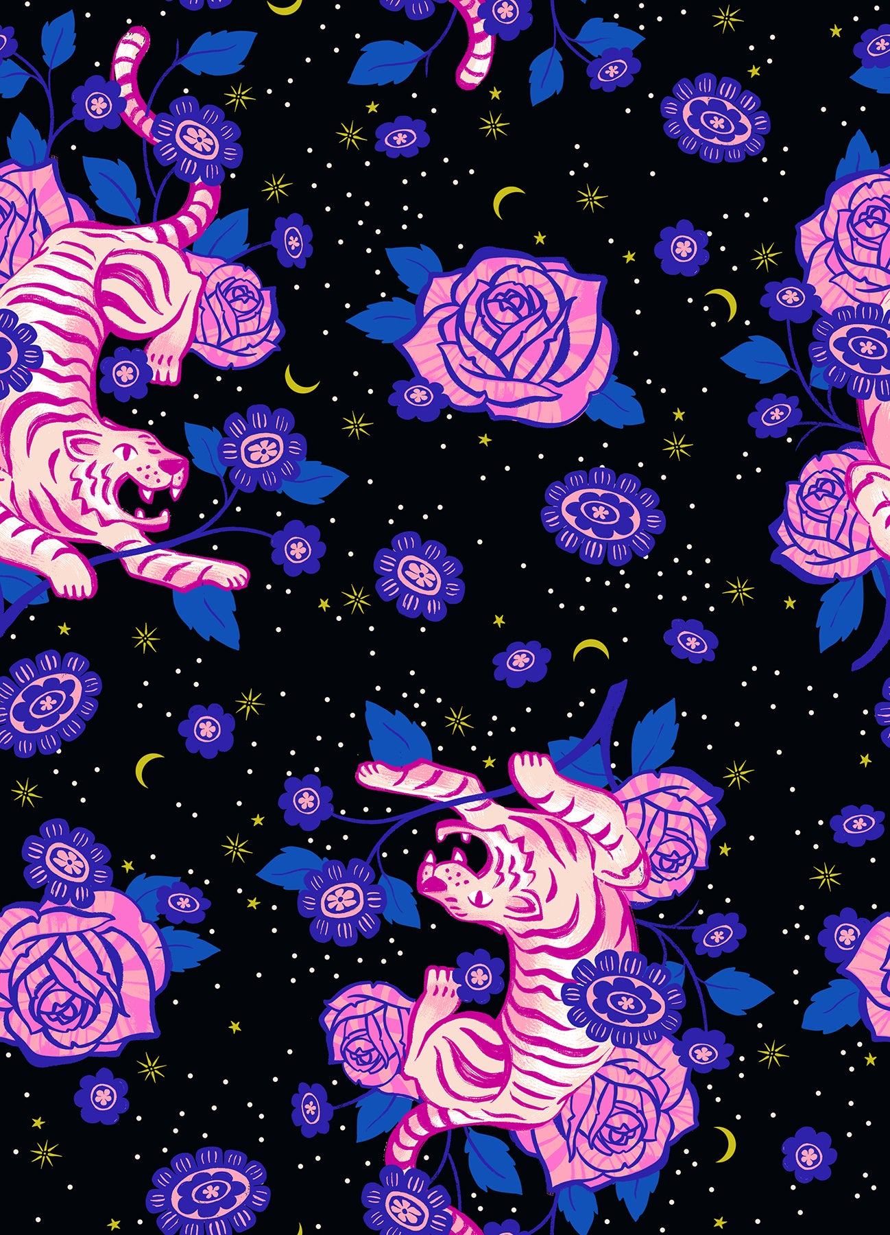 PREORDER Ink Shop || Tiger Rose Black || Cotton Quilting Fabric