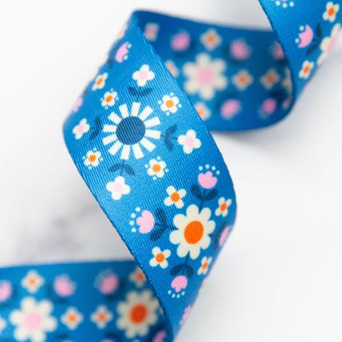 1.5" Florametry Bright Blue Webbing || Half Yard
