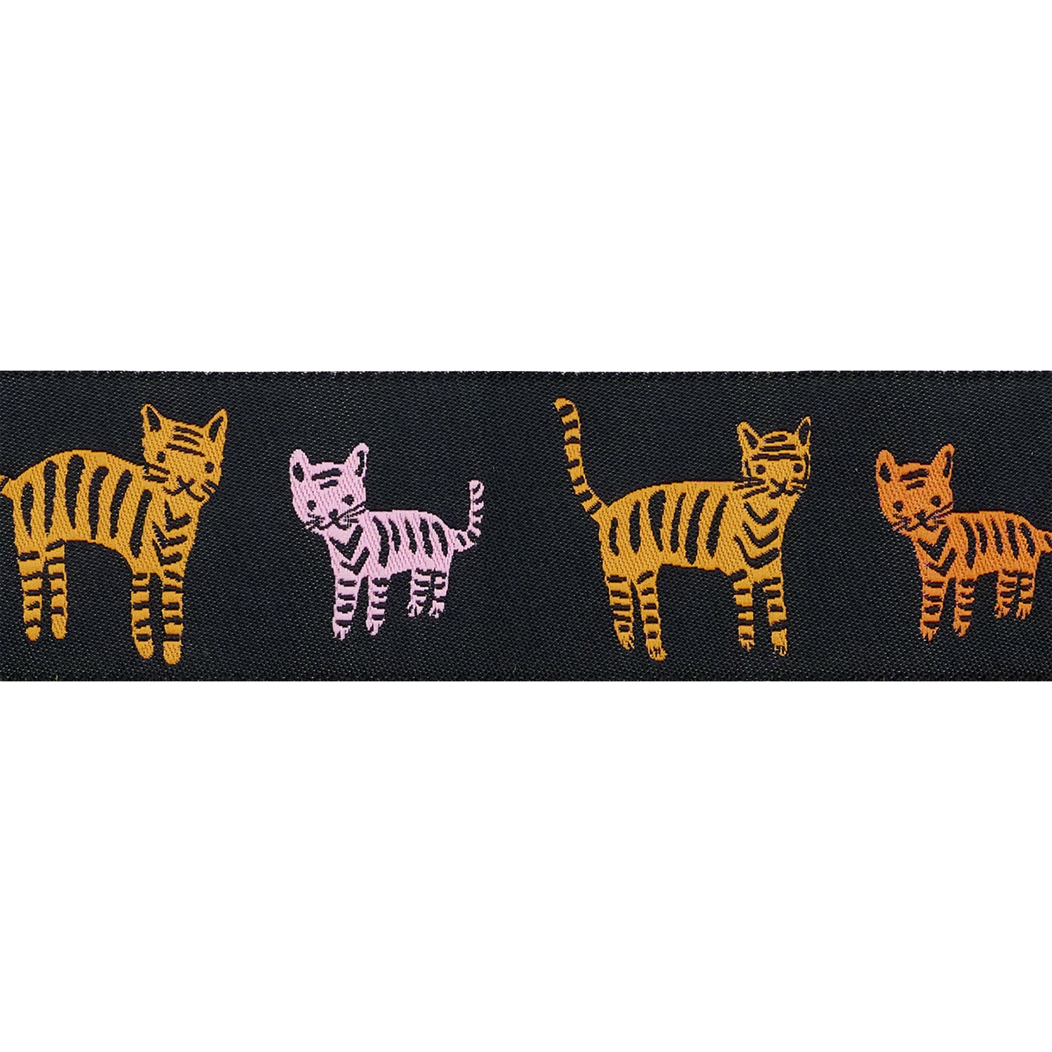 PREORDER Designer Renaissance Ribbons: Catnap Tiger Stripes Black 1.5" BTY