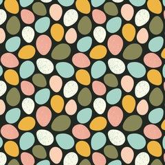 Homestead Haven || Rainbow Eggs Black || Organic Cotton Quilting Fabric