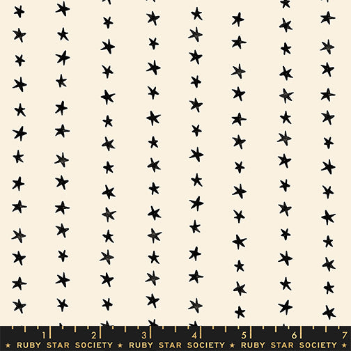 PREORDER Daisy Days || Starry Stripe Black on Natural || Cotton Quilting Fabric