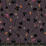 PREORDER FREAKY FAMILIARS || Witchy Woman Eggplant || Cotton Quilting Fabric