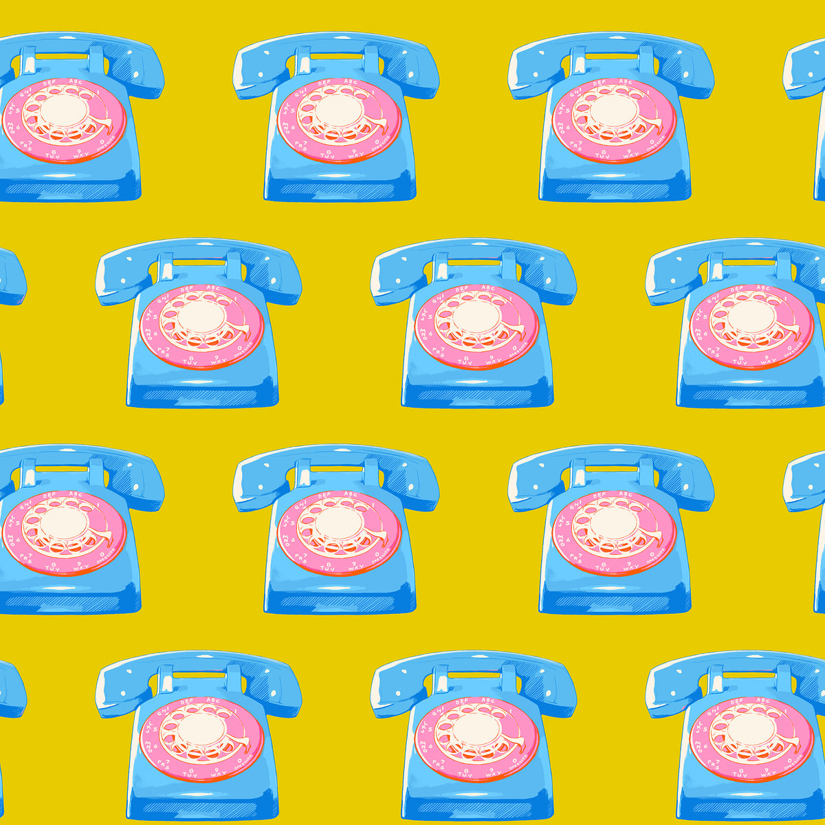 PREORDER Sparkle Mart || Telephones Golden Hour || Cotton Quilting Fabric
