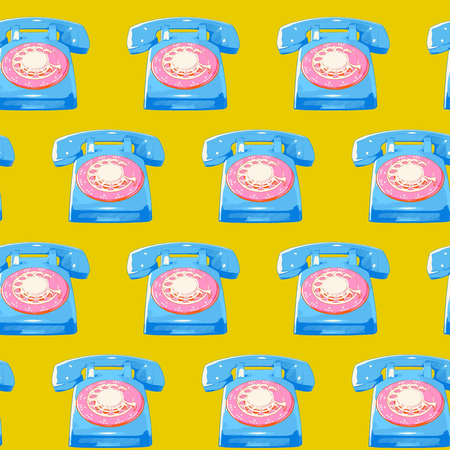 PREORDER Sparkle Mart || Telephones Golden Hour || Cotton Quilting Fabric