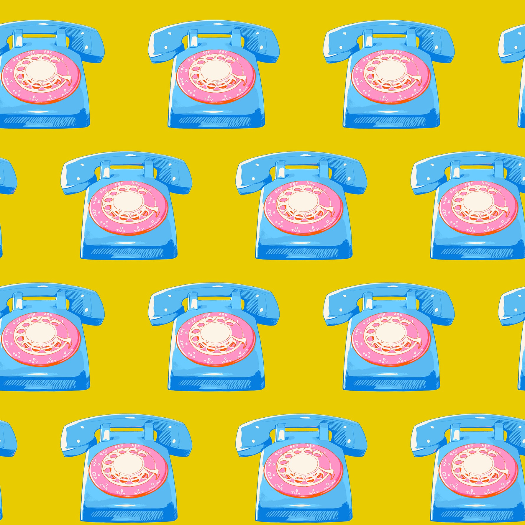 PREORDER Sparkle Mart || Telephones Golden Hour || Cotton Quilting Fabric