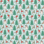 Oh What Fun || Skating Deer Blue || Cotton Quilting Fabric || Half Yard