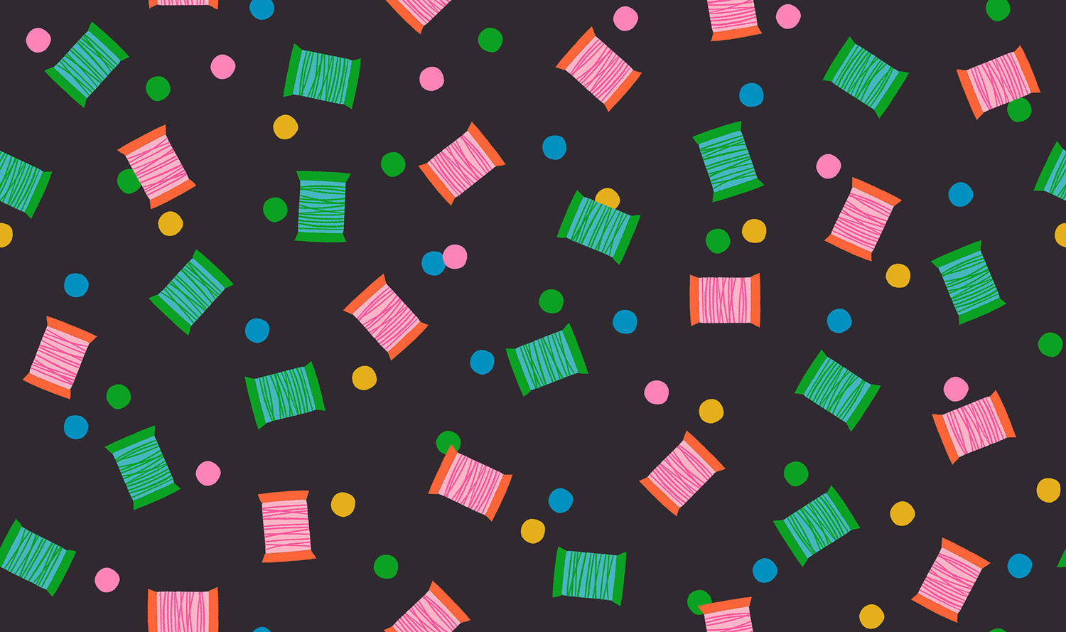 PREORDER 1-800-Notion || Spools Soft Black || Cotton Quilting Fabric