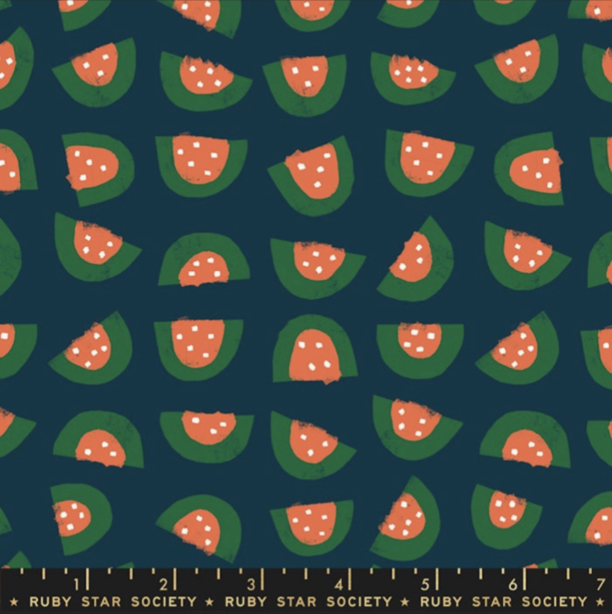 Food Group || Watermelons Navy || Cotton Quilting Fabric || Half Yard