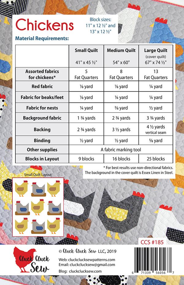 Chickens Printed Quilt Pattern // Cluck Cluck Sew
